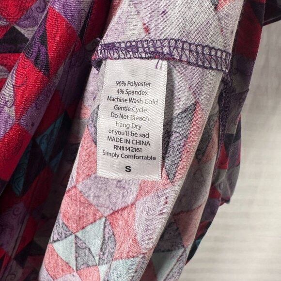 LuLaRoe IRMA Diamonds Triangles Purple Red Black Hi-Low Tunic Top Shirt SMALL S - Picture 3 of 5